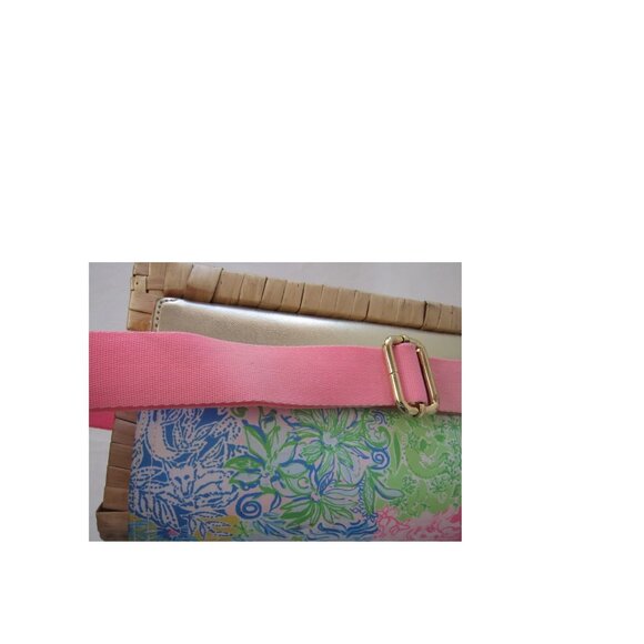LILLY PULITZER Cheek to Cheek Wicker Wine Carrier Strap Multicolor Basket Tote - Picture 4 of 16